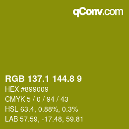 カラーコード: RGB 137.1 144.8 9 | qconv.com