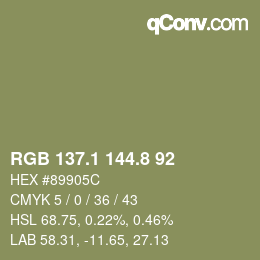 カラーコード: RGB 137.1 144.8 92 | qconv.com