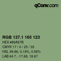カラーコード: RGB 137.1 165 123 | qconv.com