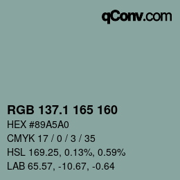 カラーコード: RGB 137.1 165 160 | qconv.com