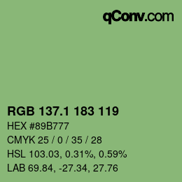 カラーコード: RGB 137.1 183 119 | qconv.com