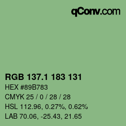カラーコード: RGB 137.1 183 131 | qconv.com