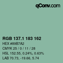 カラーコード: RGB 137.1 183 162 | qconv.com