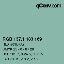 Color code: RGB 137.1 183 169 | qconv.com