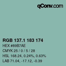 Color code: RGB 137.1 183 174 | qconv.com