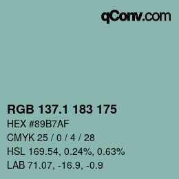 カラーコード: RGB 137.1 183 175 | qconv.com