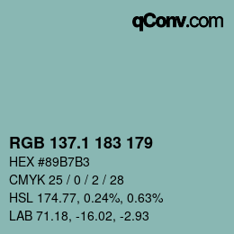 Color code: RGB 137.1 183 179 | qconv.com
