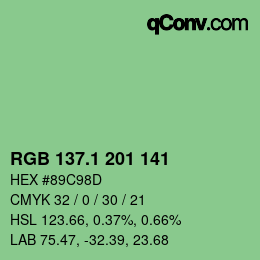 カラーコード: RGB 137.1 201 141 | qconv.com