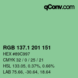 カラーコード: RGB 137.1 201 151 | qconv.com