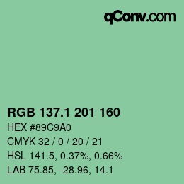 カラーコード: RGB 137.1 201 160 | qconv.com