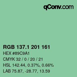 カラーコード: RGB 137.1 201 161 | qconv.com