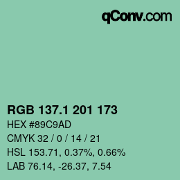 Color code: RGB 137.1 201 173 | qconv.com
