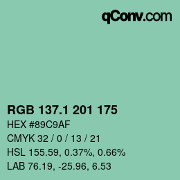 カラーコード: RGB 137.1 201 175 | qconv.com
