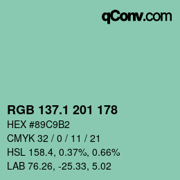 Color code: RGB 137.1 201 178 | qconv.com