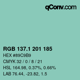 カラーコード: RGB 137.1 201 185 | qconv.com