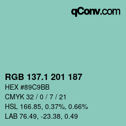 カラーコード: RGB 137.1 201 187 | qconv.com