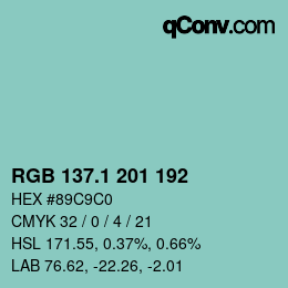 Color code: RGB 137.1 201 192 | qconv.com