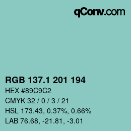 カラーコード: RGB 137.1 201 194 | qconv.com