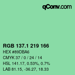 カラーコード: RGB 137.1 219 166 | qconv.com