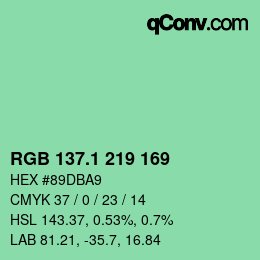 カラーコード: RGB 137.1 219 169 | qconv.com