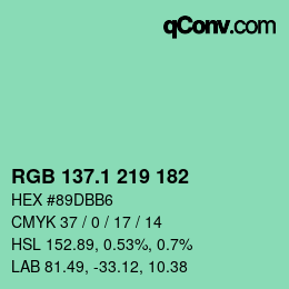 カラーコード: RGB 137.1 219 182 | qconv.com
