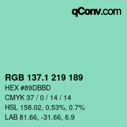 カラーコード: RGB 137.1 219 189 | qconv.com