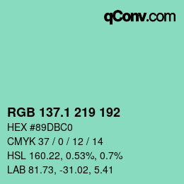 Color code: RGB 137.1 219 192 | qconv.com