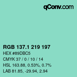 カラーコード: RGB 137.1 219 197 | qconv.com