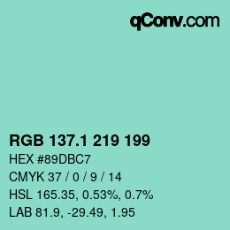 カラーコード: RGB 137.1 219 199 | qconv.com