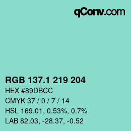 カラーコード: RGB 137.1 219 204 | qconv.com