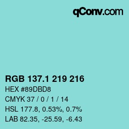 Color code: RGB 137.1 219 216 | qconv.com