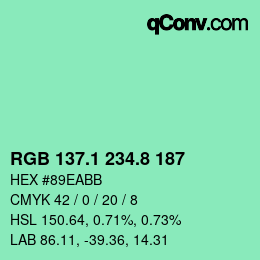 カラーコード: RGB 137.1 234.8 187 | qconv.com