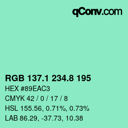 カラーコード: RGB 137.1 234.8 195 | qconv.com