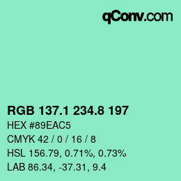 カラーコード: RGB 137.1 234.8 197 | qconv.com