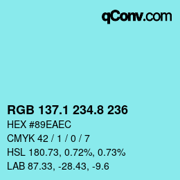 Farbcode: RGB 137.1 234.8 236 | qconv.com