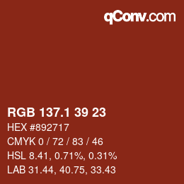 カラーコード: RGB 137.1 39 23 | qconv.com