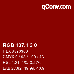 カラーコード: RGB 137.1 3 0 | qconv.com