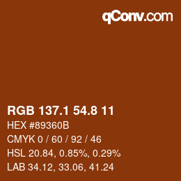 カラーコード: RGB 137.1 54.8 11 | qconv.com