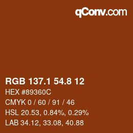 Color code: RGB 137.1 54.8 12 | qconv.com
