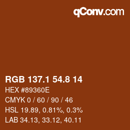 Color code: RGB 137.1 54.8 14 | qconv.com