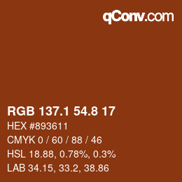 Color code: RGB 137.1 54.8 17 | qconv.com