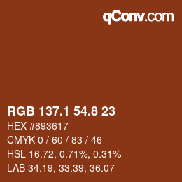 Color code: RGB 137.1 54.8 23 | qconv.com