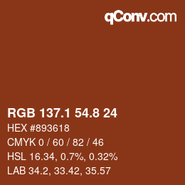 Color code: RGB 137.1 54.8 24 | qconv.com