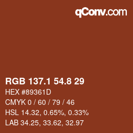 Color code: RGB 137.1 54.8 29 | qconv.com
