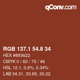 Color code: RGB 137.1 54.8 34 | qconv.com