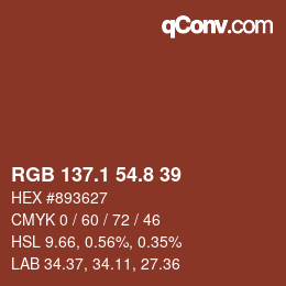 Color code: RGB 137.1 54.8 39 | qconv.com