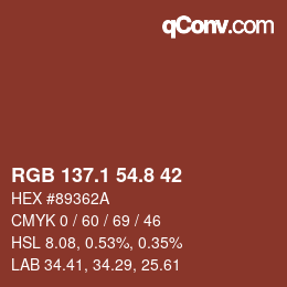 Color code: RGB 137.1 54.8 42 | qconv.com
