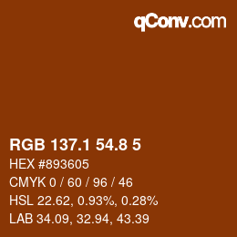 Color code: RGB 137.1 54.8 5 | qconv.com