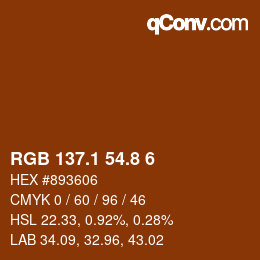 カラーコード: RGB 137.1 54.8 6 | qconv.com