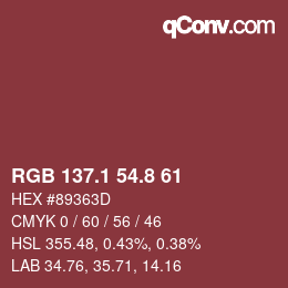 カラーコード: RGB 137.1 54.8 61 | qconv.com